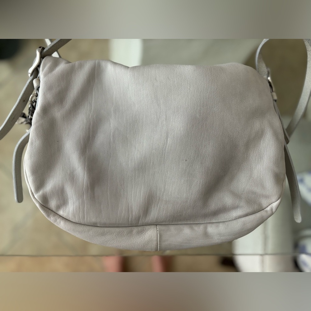 Jimmy Choo Light Gray Leather Crossbody Bag with Chain Detail - Picture 7 of 16